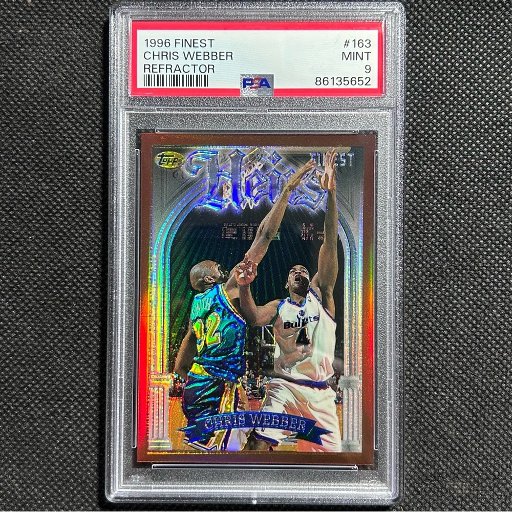 1996 TOPPS FINEST HEIRS #163 CHRIS WEBBER PSA 9 MINT WASHINGTON BULLETS HOF